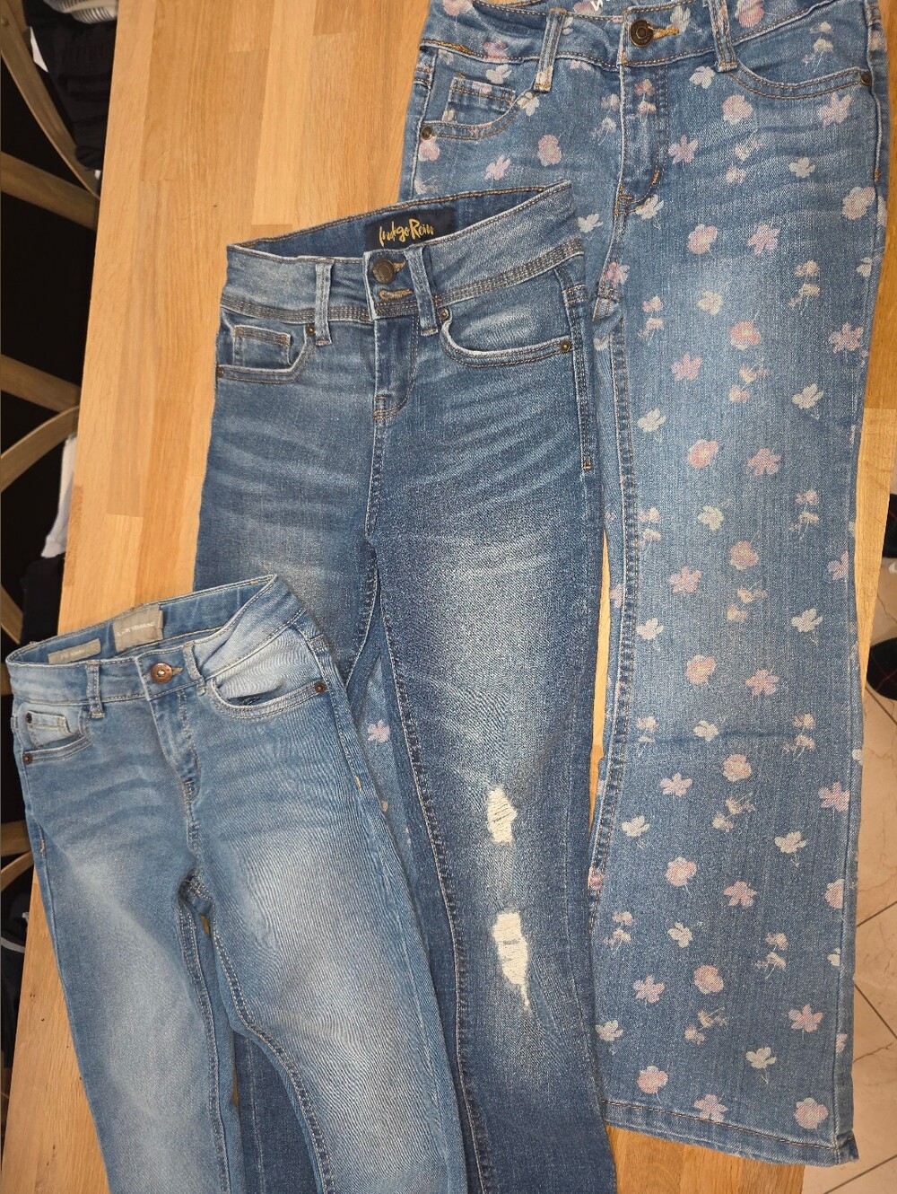 Girls Set of 3 Designer Blue Denim Jeans Sz 8 Like New